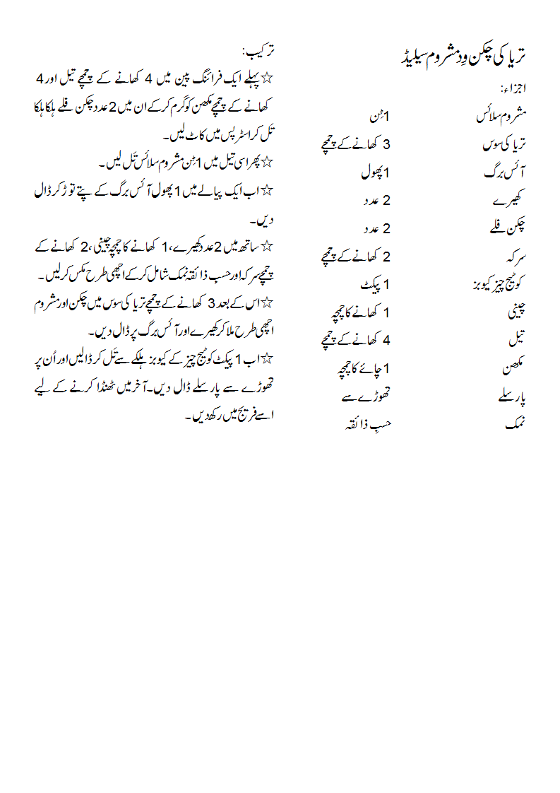 Tiryaki Chicken and Mushroom Salad