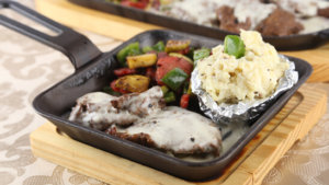 Sizzling Pepper Steaks with Cheese Sauce Recipe | Lazzat