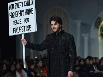 Pakistani designer says inspiration for ramp tribute to Palestine came from daughters