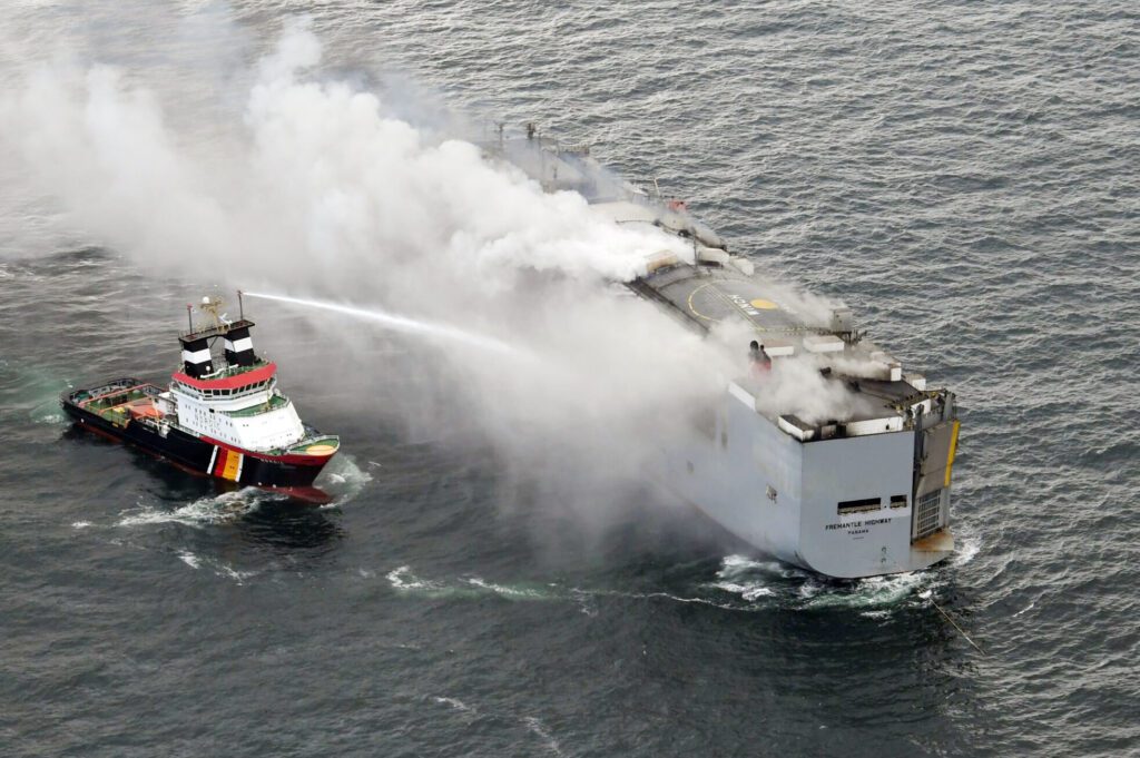 cargo ship fire