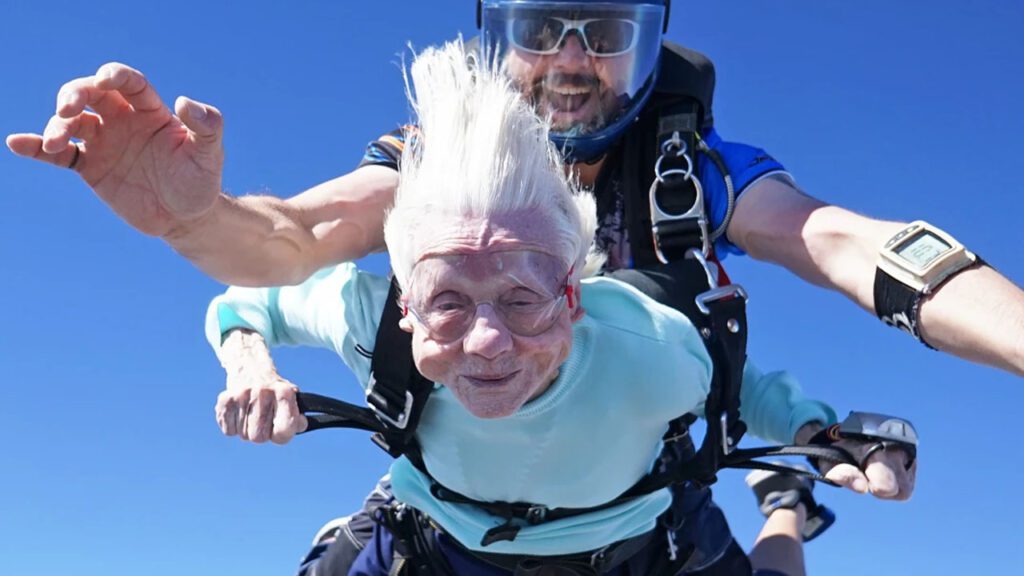 Oldest skydiver woman dies days after winning prize at 104