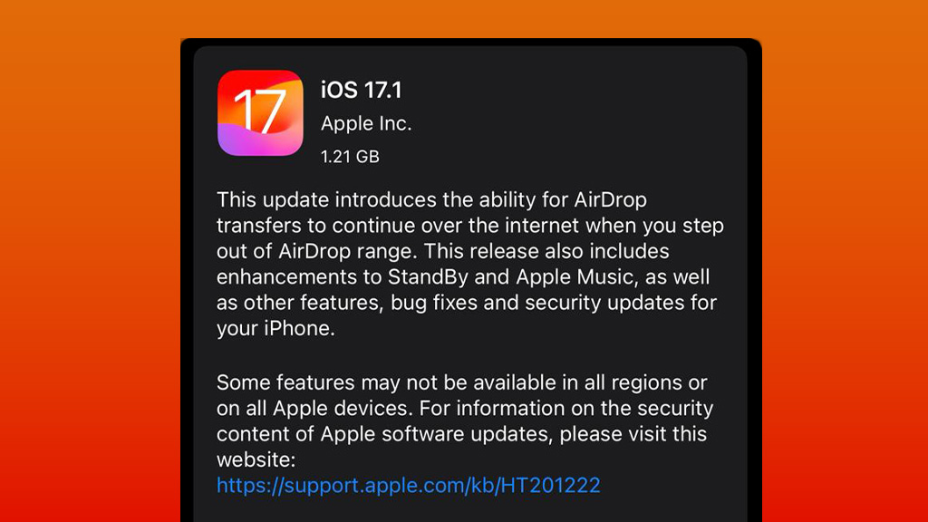 iOS 17.1 update