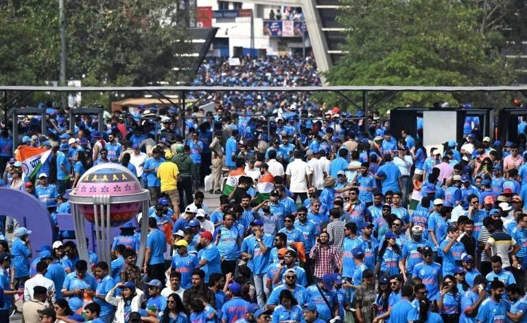 Spectators leave Ahmedabad stadium