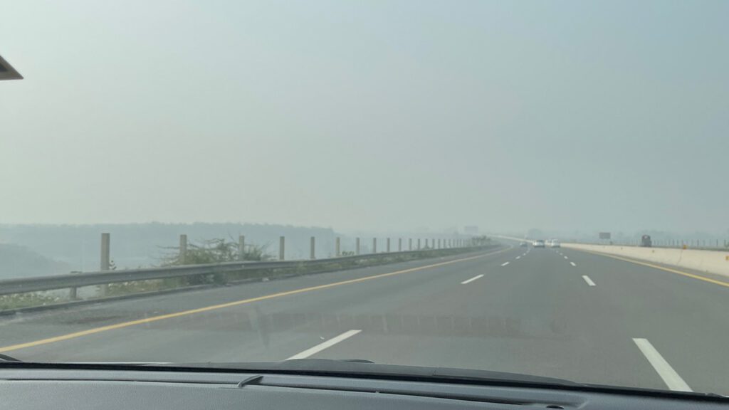 smog and fog on motorway and ring road