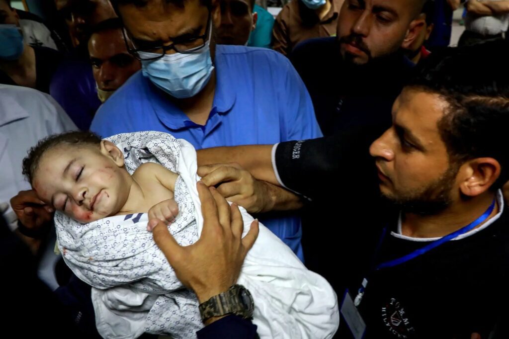 Baby saved from Gaza rubble
