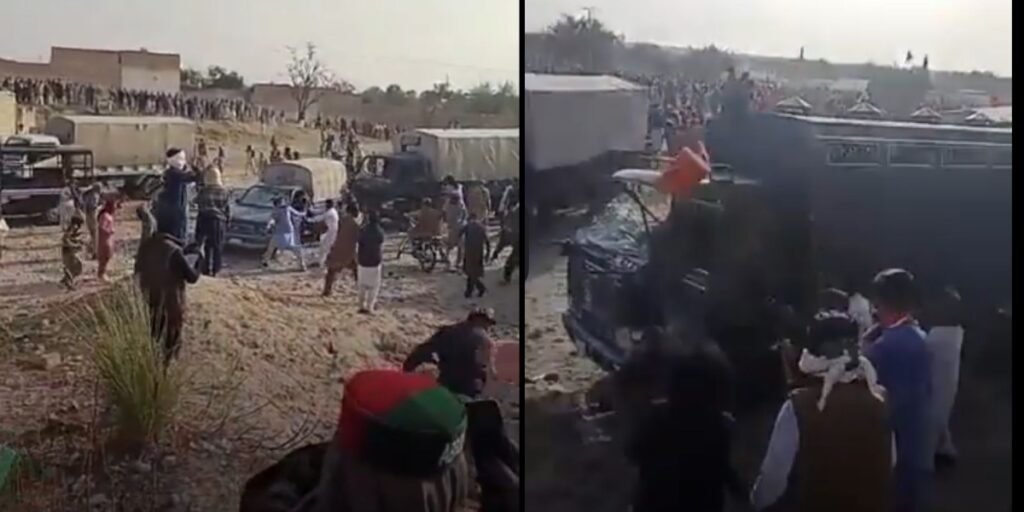 PTI workers on Sunday clashed with police in Karak after the latter barred them from holding an election rally without seeking permission from district administration.