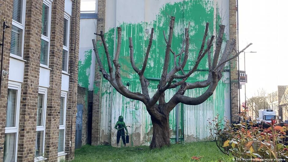 The artwork was first visible on Sunday — St. Patrick's Day