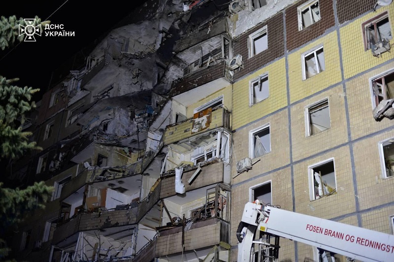 A Russian missile slammed into two apartment buildings in the central Ukrainian city of Kryvyi Rih on Tuesday