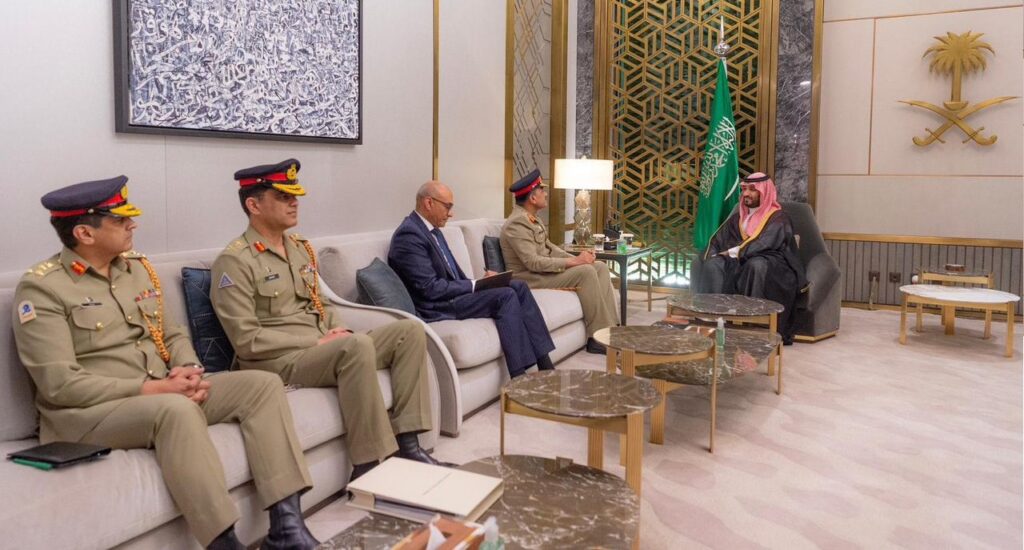 Chief of Army Staff (COAS) General Asim Munir held a meeting with Saudi Arabia's Crown Prince Muhammad bin Salman in Riyad.