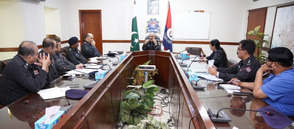 DIG-Traffic held a meeting with Karachi traffic police on Tuesday to address traffic violations in the city.