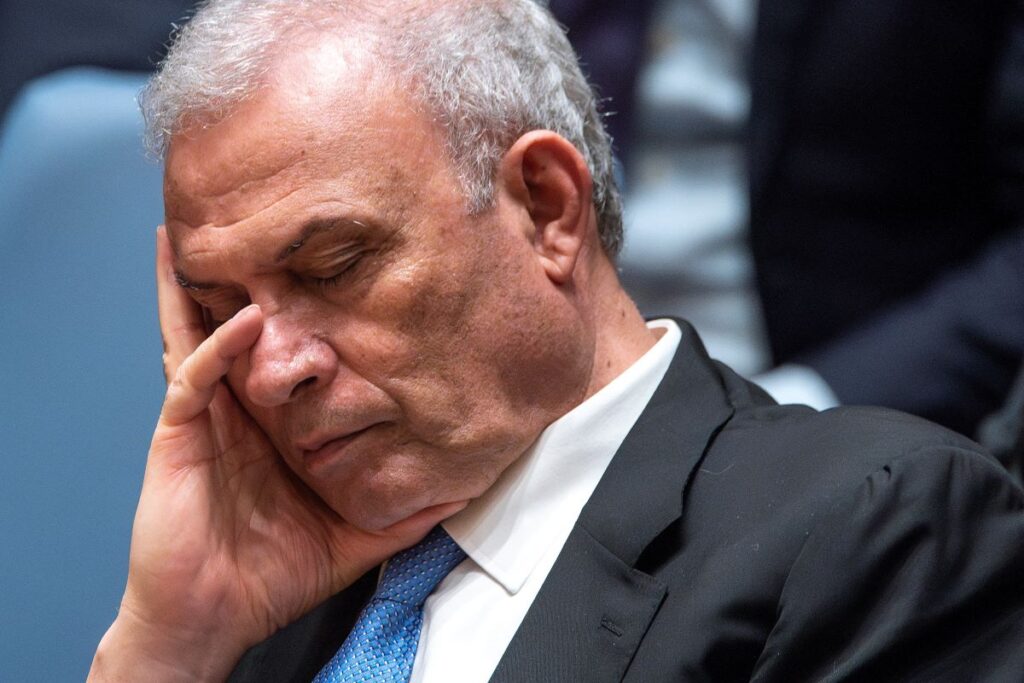 Ziad Abu-Amr, member of the Palestinian Legislative Council listens to members of Security Council as they attend a meeting to address the situation in the Middle East, including the Palestinian question, at U.N. headquarters in New York City, New York, U.S., April 18, 2024. REUTERS/Eduardo Munoz