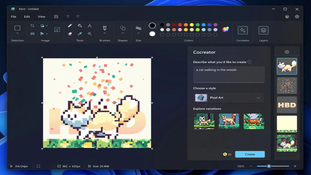 AI image generator tool in MS Paint