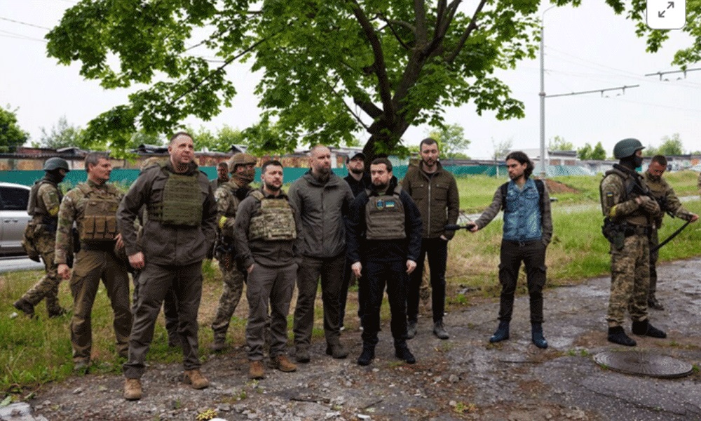 Ukrainian President Volodymyr Zelenskiy said on Monday he had travelled tothe frontline area of Vovchansk in the northeastern Kharkiv region near the Russian border,where Moscow's forces have been trying to break through.