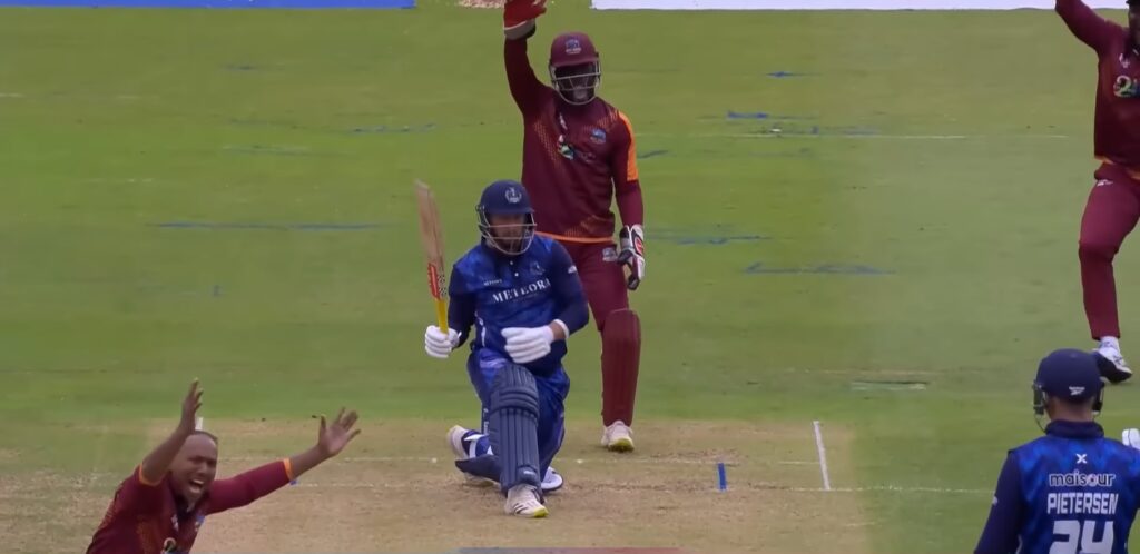 West Indies Champions secured a five-wicket victory over England Champions in the 12th match of the ongoing World Championship of Legends 2024, at the County Ground, Northampton, UK.