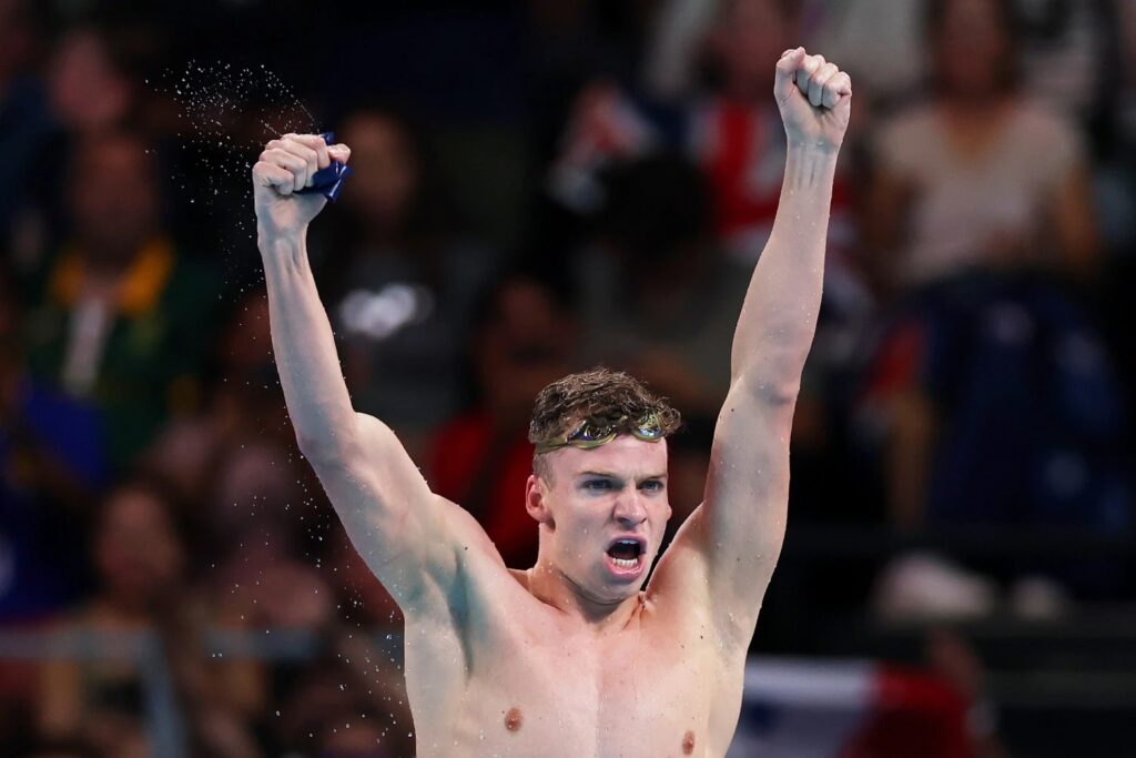 rench swimmer Leon Marchand won two gold medals: in the 200m butterfly and 200m breaststroke events at the Paris Olympics, achieving a historic double.