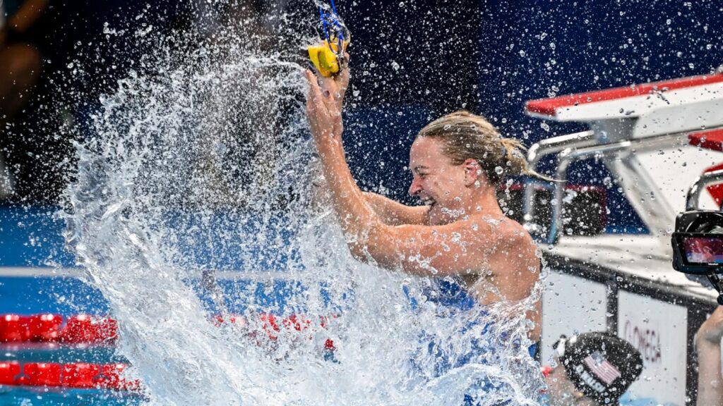 Sweden's Sarah Sjostrom set an Olympic record in the 50 metres freestyle semi-finals at the Paris Games on Saturday, to add to the world mark that she set last year.