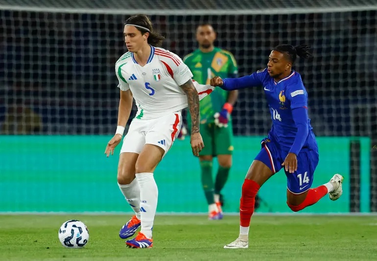 At the UEFA Nations League 2024-2025 opener, France vs Italy are currently engaged in a tightly contested match, with each team so far having scored a goal each at the Parc des Princes on Friday evening.