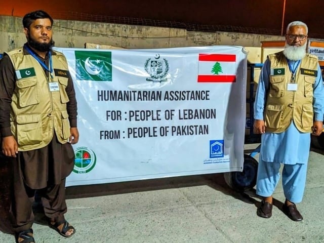 A Pakistani aircraft delivered over 100 tonnes of humanitarian aid to Lebanon, as the plane arrived in the Lebanese capital Beirut, on Friday.