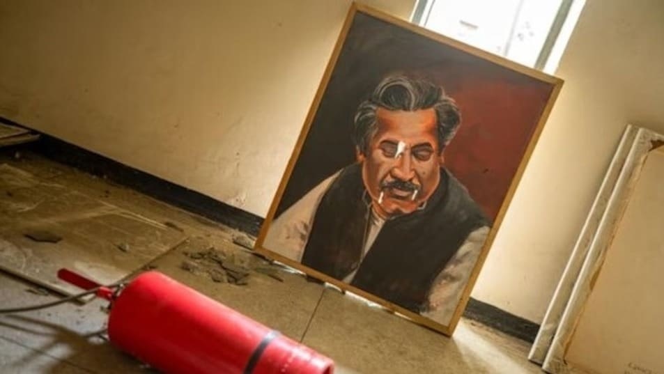 The portrait of Sheikh Mujibur Rahman, the founding father of Bangladesh, was removed from the presidential office in Dhaka.