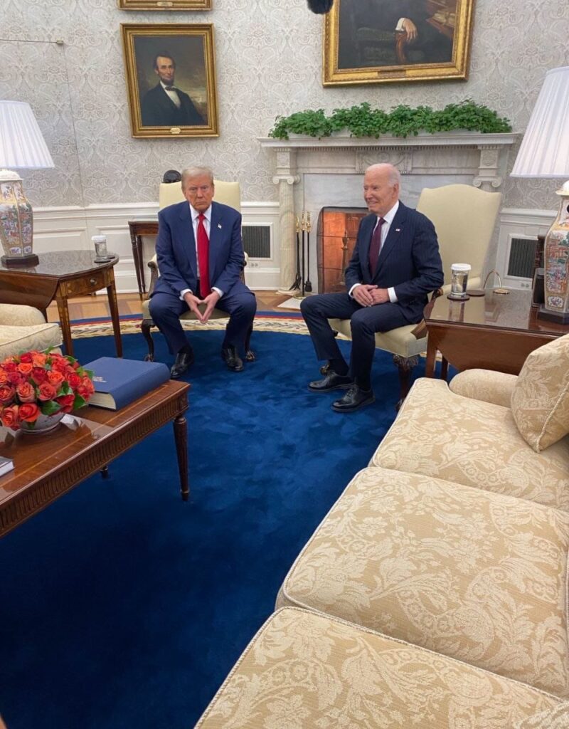 Donald Trump and President Joe Biden met for the first time since Trump won back the White House last week.