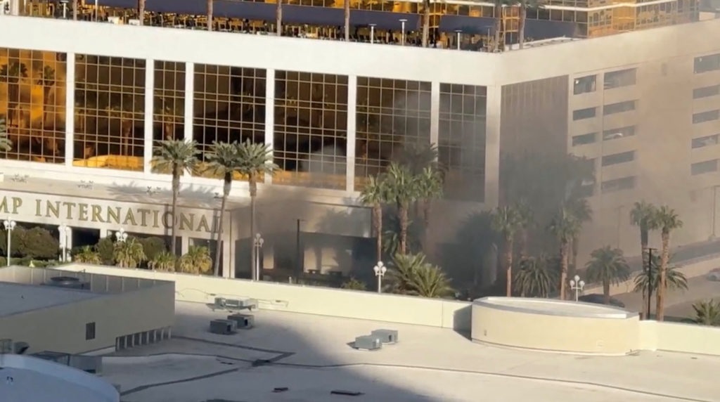 A Tesla Cybertruck caught fire outside of the Trump Hotel Las Vegas, killing one person and injuring several others.