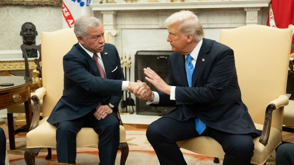 Jordan's King said he reiterated his country's stance against displacing Palestinians in Gaza and the West Bank during a meeting with Trump.