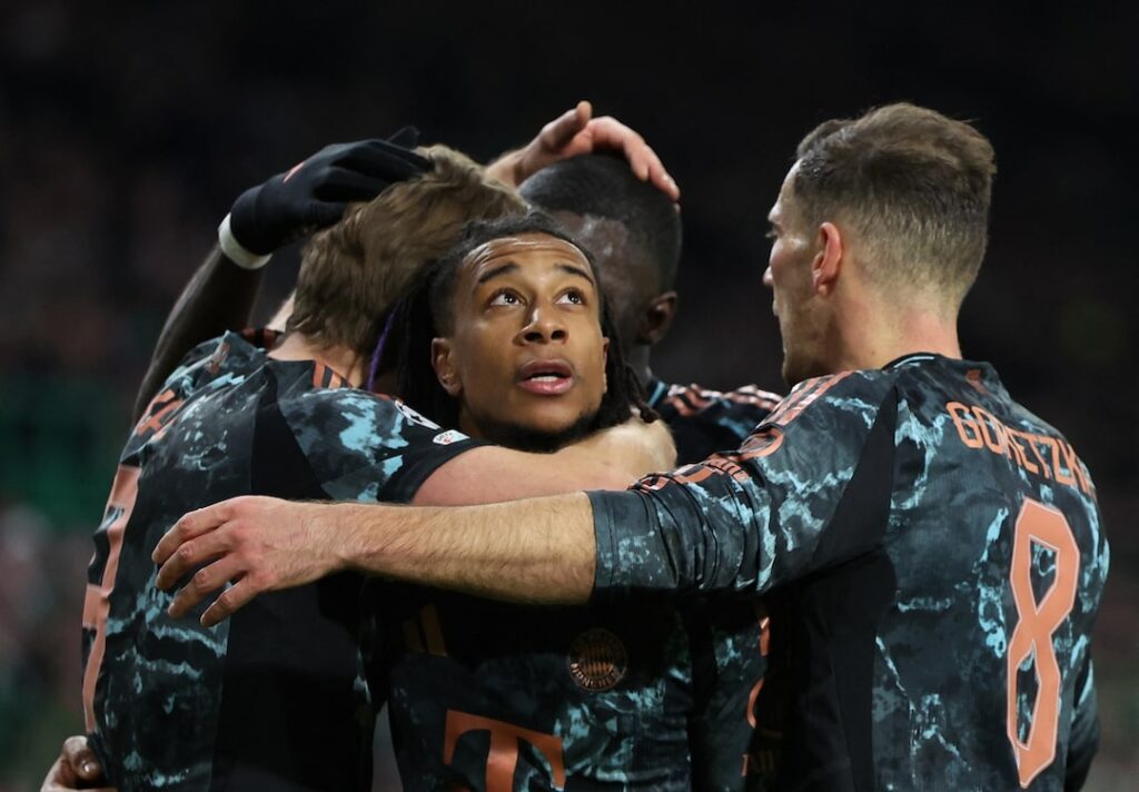 Bayern Munich won 2-1 against Celtic in the Champions League playoff first leg, with goals from Olise and Kane.