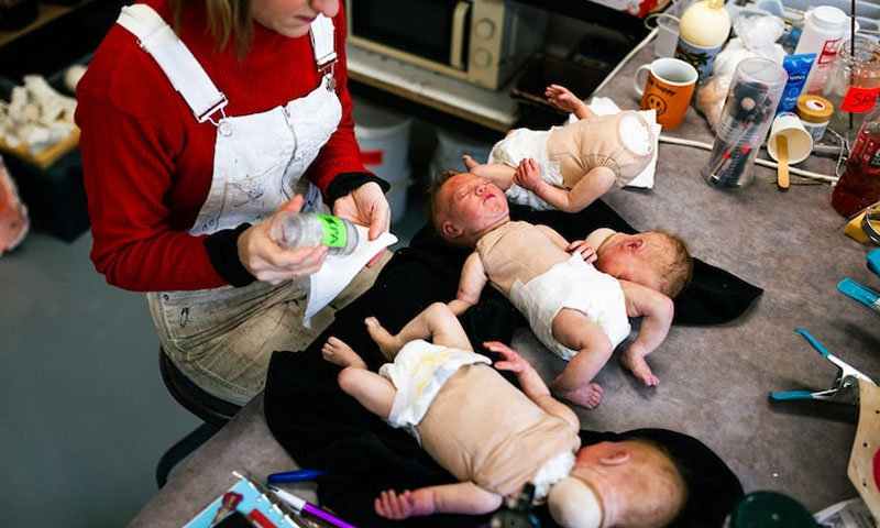 ultra-realistic film prop babies