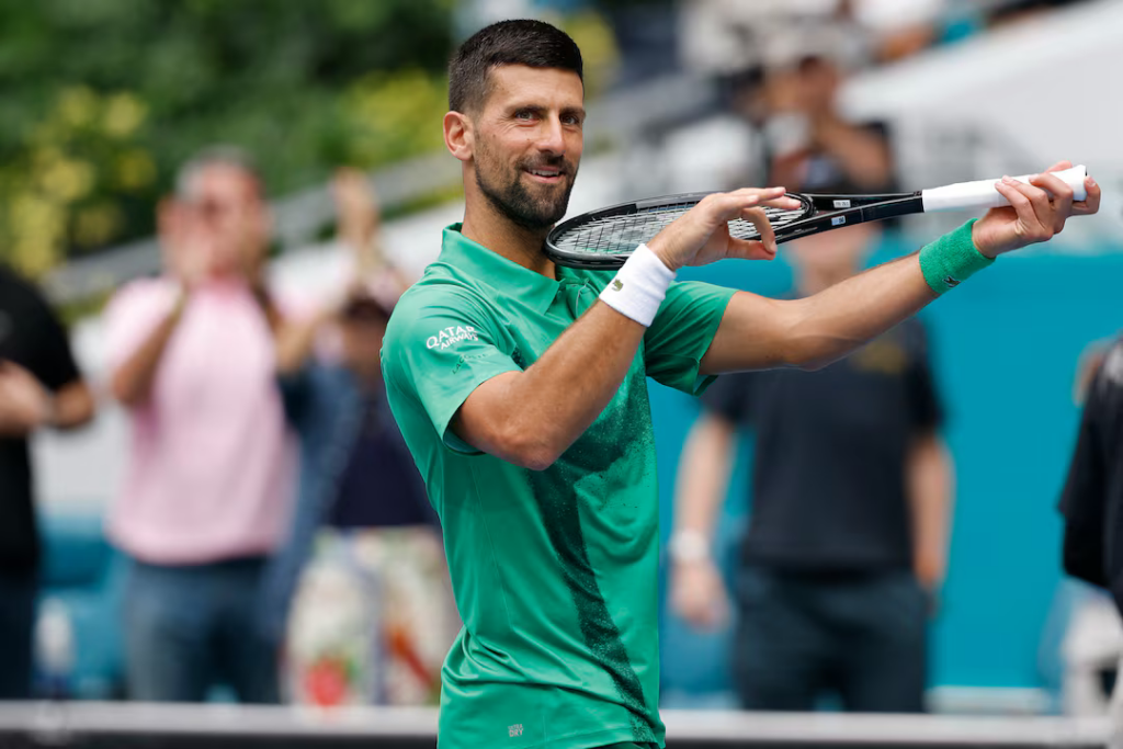 Novak Djokovic is one victory away from a 100th career singles title after breezing past Grigor Dimitrov 6-2 6-3 to the Miami Open final.
