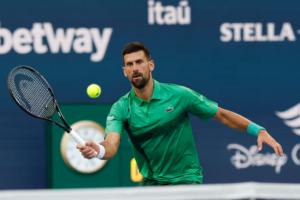 Novak Djokovic is two wins away from capturing a 100th career title after beating Sebastian Korda 6-3 7-6(4) to reach Miami Open semis.