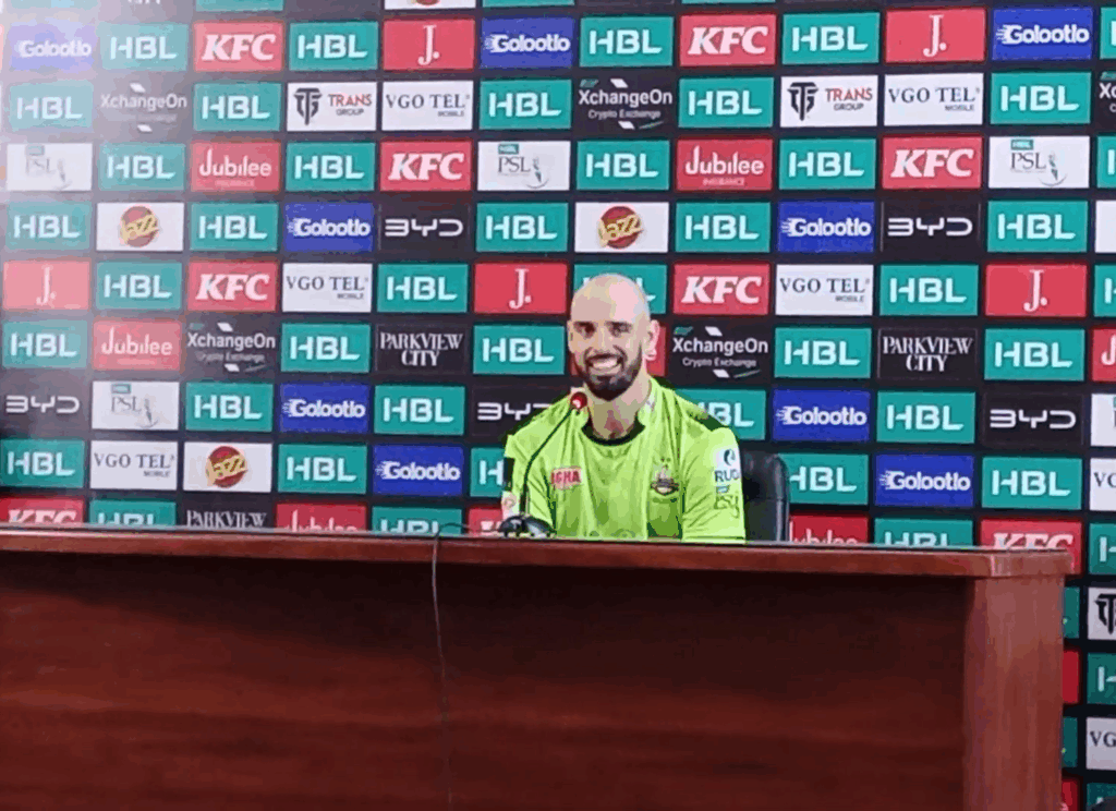 Lahore Qalandars’ Daryl Mitchell addressed the media following his team’s five-wicket victory over Multan Sultans at the Gaddafi Stadium.
