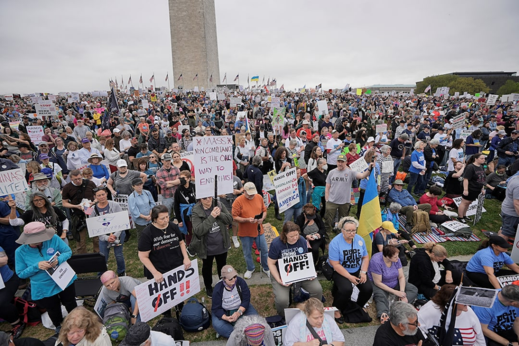 Thousands of protesters gathered in Washington, DC, and across the US against President Trump and Elon Musk.