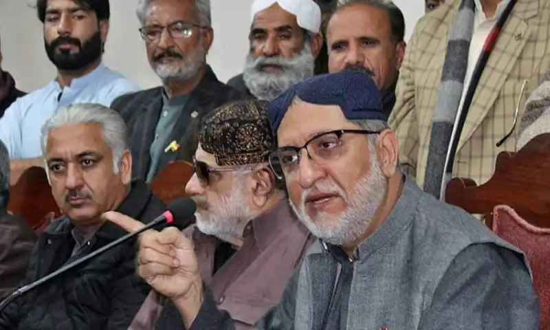 bnp-m chief akhtar mengal addressing press conference