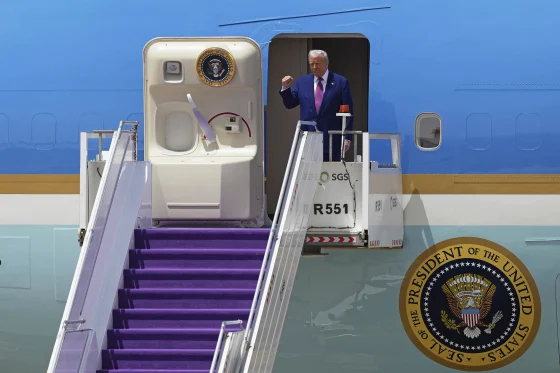 Donald Trump lands in Saudi Arabia