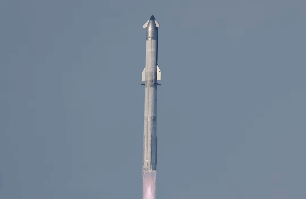 Starship, the futuristic SpaceX rocket vehicle on which Elon Musk's ambitions for multiplanetary travel are riding, roared into space.