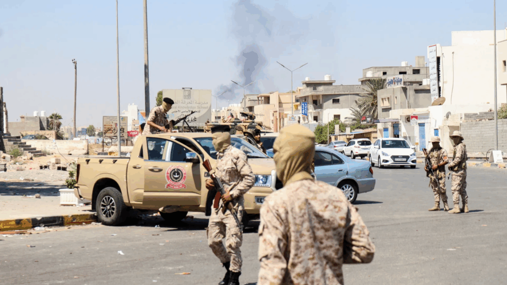 Armed clashes erupted and gunfire echoed in Libyan capital Tripoli following reports that an armed group leader was killed.
