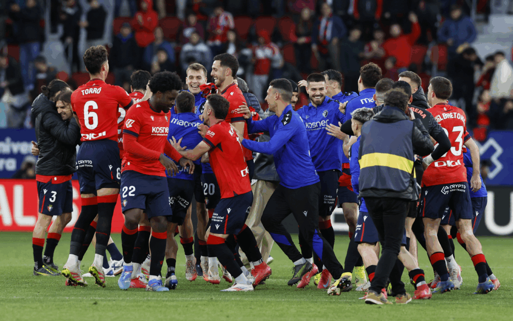 : Osasuna secured a surprise 2-0 home win over Atletico Madrid in LaLiga on Thursday as headers by Alejandro Catena and Ante Budimir moved them another step closer to European football.