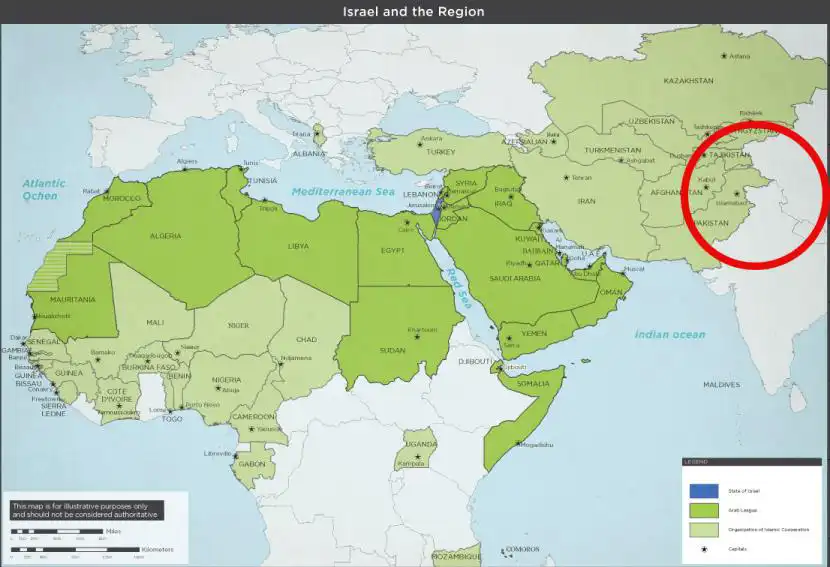 Israel shares map showing J&K part of Pakistan