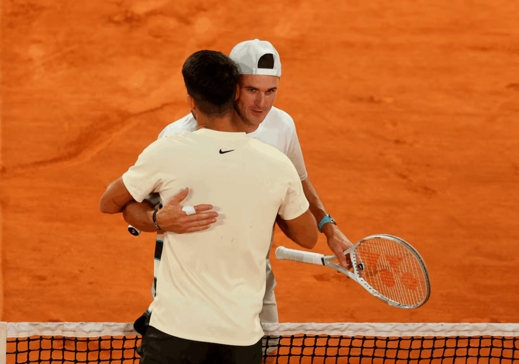 Carlos Alcaraz continued his French Open title defence with a display of breath-taking brutality for a 6-0 6-1 6-4 victory over Tommy Paul.