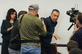 Democratic US Senator Alex Padilla was shoved out of a room, forced to the ground and handcuffed by security after attempting to ask a question at a Thursday press conference by Homeland Security Secretary Kristi Noem.