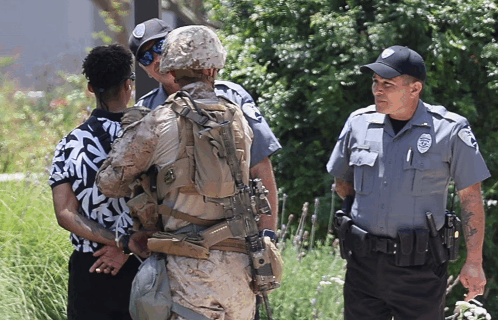 Marines deployed to Los Angeles temporarily detained a civilian, in the first known detention by active-duty troops deployed by Trump.