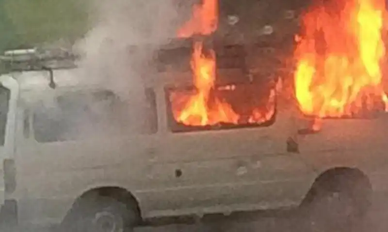 passenger van catches fire on M2 motorway