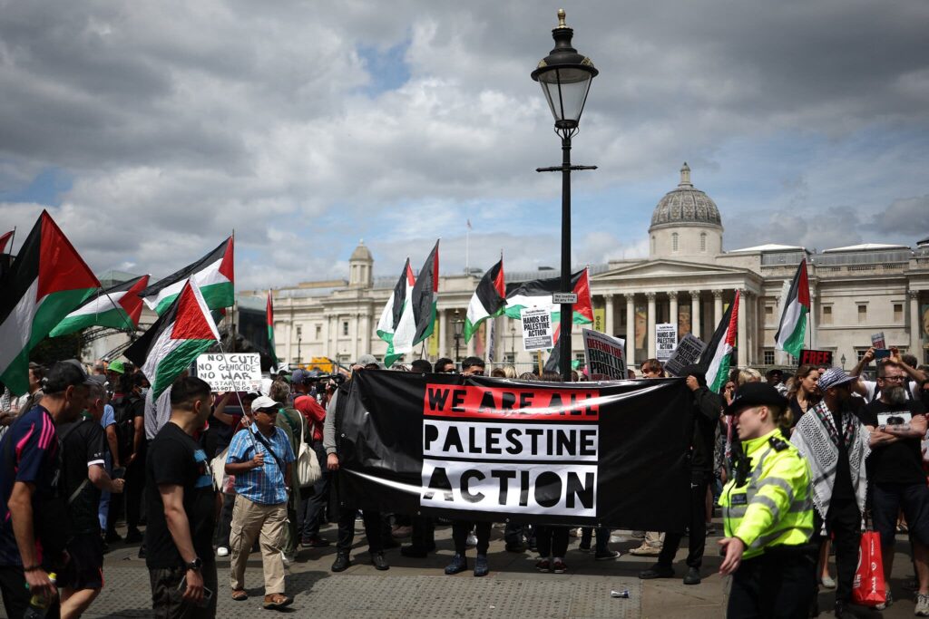 More than 100 people were arrested in the UK for supporting Palestine Action, a protest group that opposes Britain’s support of Israel.
