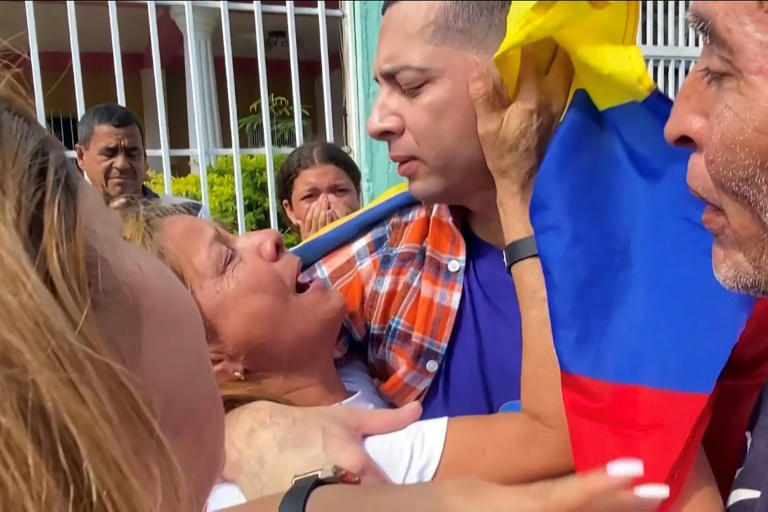 Tears of joy flowed freely as Venezuelan Maikel Olivera returned home after four months of 