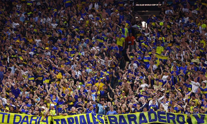 Fans of Boca Juniors, one to top Argentine football clubs supporting their team
