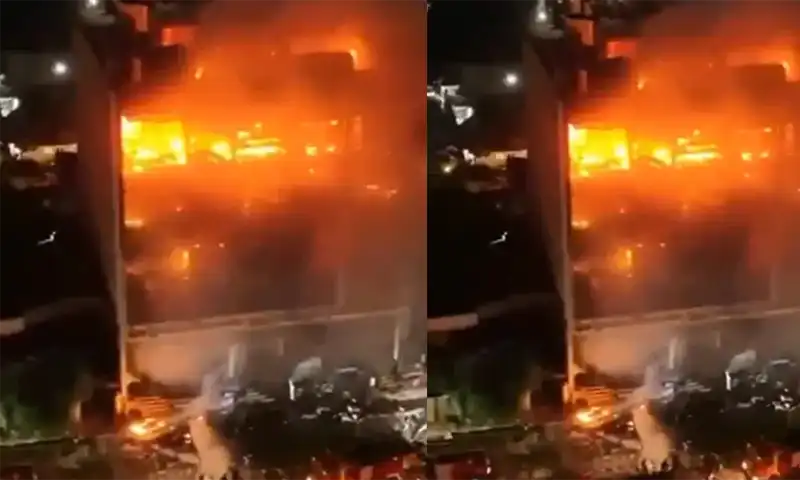 fire erupts in a mall in al-kut city, iraq