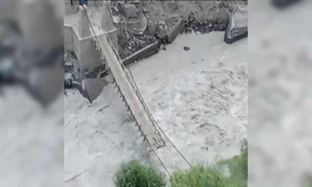 Floodwaters caused the collapse of a key bridge on the highway leading to K-2 in Shigar district early on Thursday.