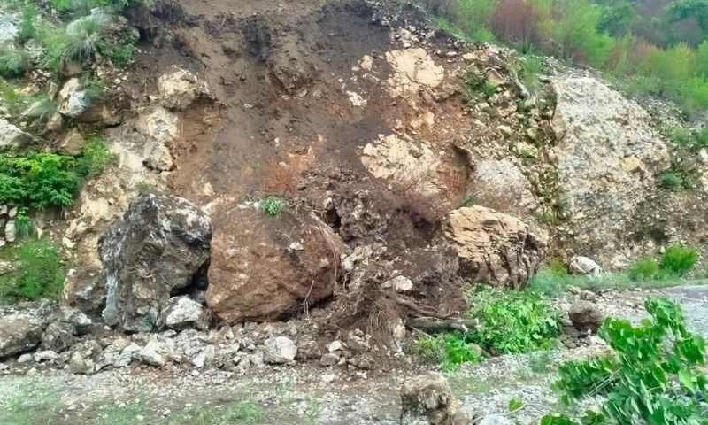 Landslides cut off upper Khanpur village