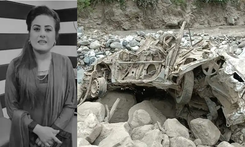 file photo of journalist shabana liaqat with her damaged car