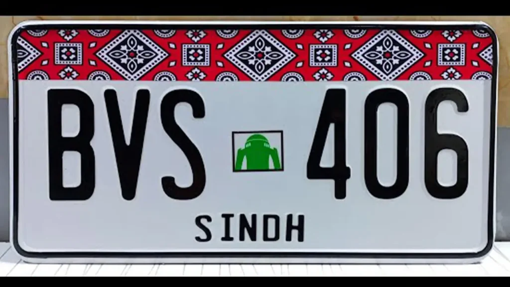 Sindh Ajrak number plate